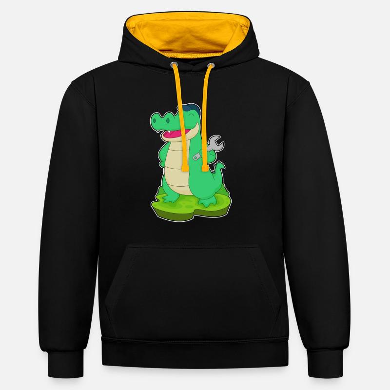 Clé artisanale crocodile - Sweat à capuche contrasté - noir/or