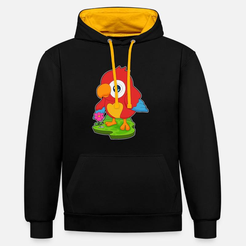 Fleur de perroquet - Sweat à capuche contrasté - noir/or
