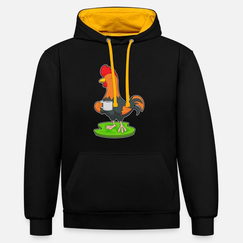 Café Tasse de Coq - Sweat à capuche contrasté - noir/or