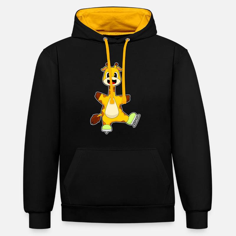 Giraffe Eislaufen Schlittschuhe - Contrast hoodie - black/gold
