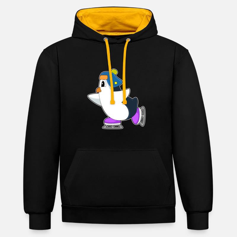 Patins à glace Penguin - Sweat à capuche contrasté - noir/or