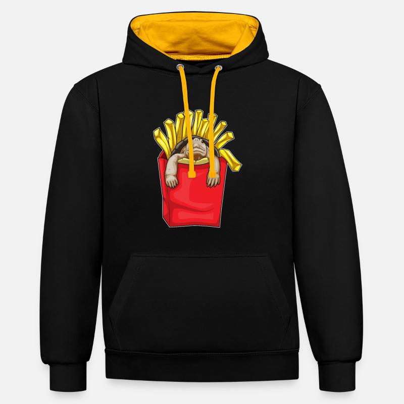 Frites de tortue - Sweat à capuche contrasté - noir/or