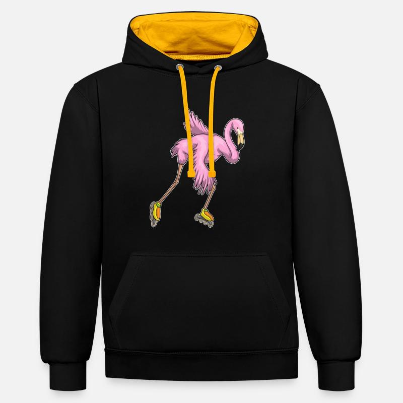 Flamingo Inline skating Rollschuhe - Kontrast-Hoodie - Schwarz/Gold