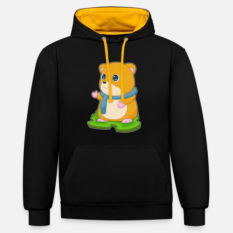 Écharpe Hamster - Sweat à capuche contrasté - noir/or