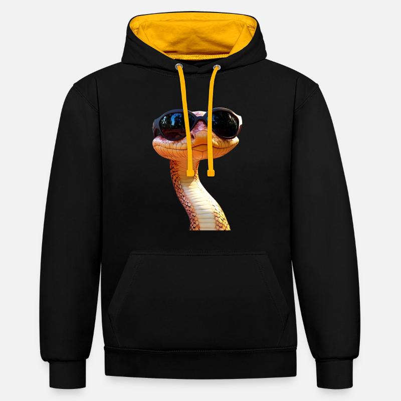 Schlange Python Kobra Mamba Klapperschlange Snake - Kontrast-Hoodie - Schwarz/Gold