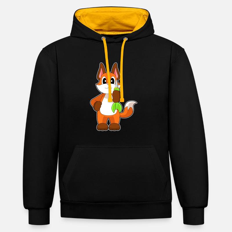 Fuchs Dart Dartpfeil - Kontrast-Hoodie - Schwarz/Gold