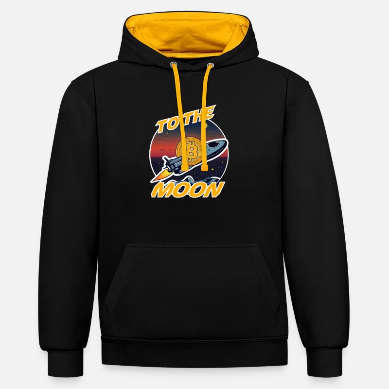 Du bitcoin à la Lune - Sweat à capuche contrasté - noir/or
