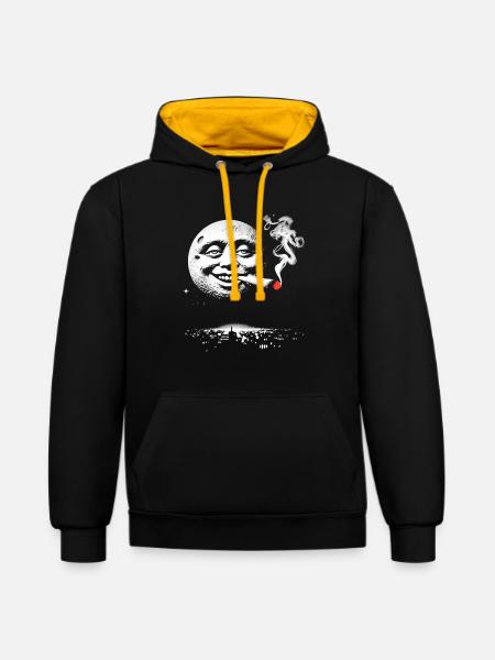 Mondscheiniger Unfug mit lächelndem Gesicht - Kontrast-Hoodie - Schwarz/Gold