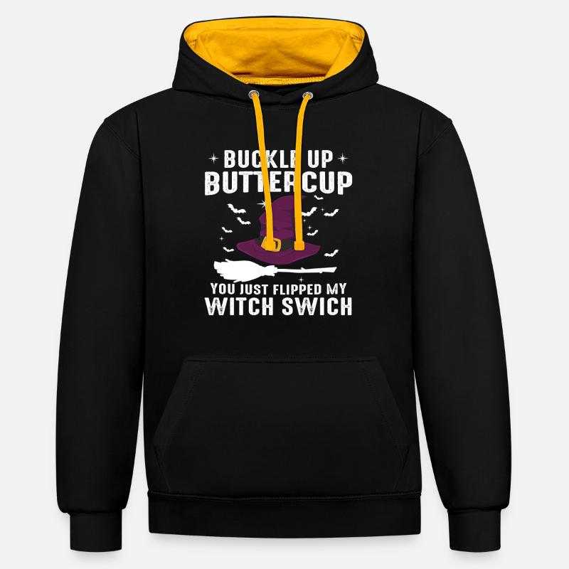 Interrupteur de sorcière Halloween - Sweat à capuche contrasté - noir/or