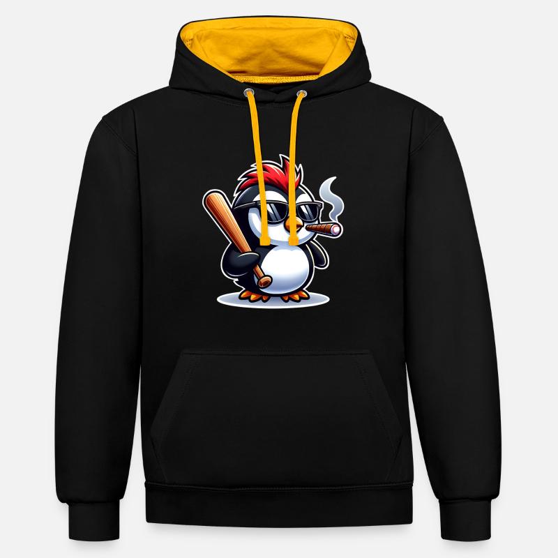 Pingouin - Sweat à capuche contrasté - noir/or