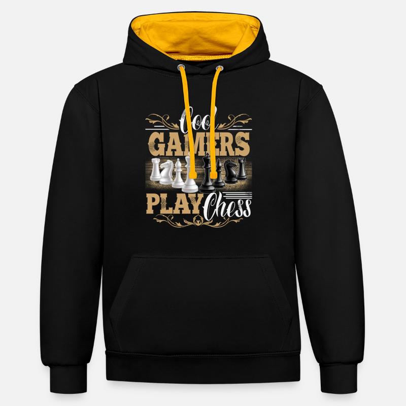 Échecs - Sweat à capuche contrasté - noir/or