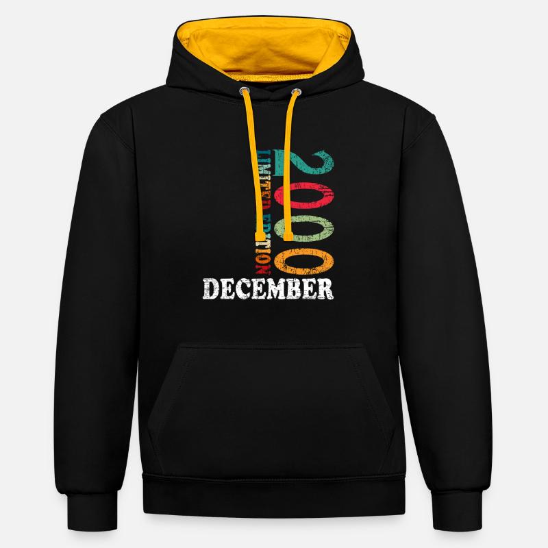 Anniversaire en décembre 2000 - décembre - Sweat à capuche contrasté - noir/or