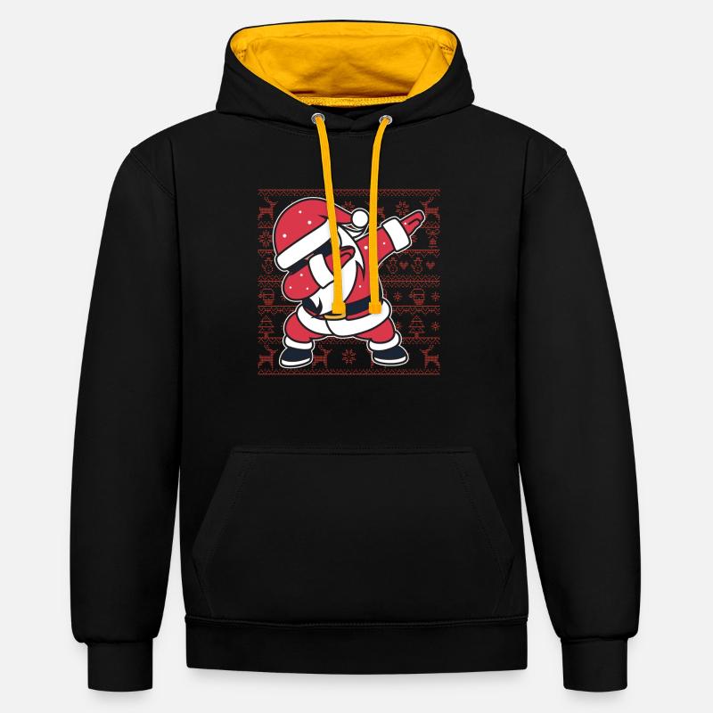 Weihnachts-Hässlicher Pullover Dab Santa's Weihnachtsgeschenk - Kontrast-Hoodie - Schwarz/Gold