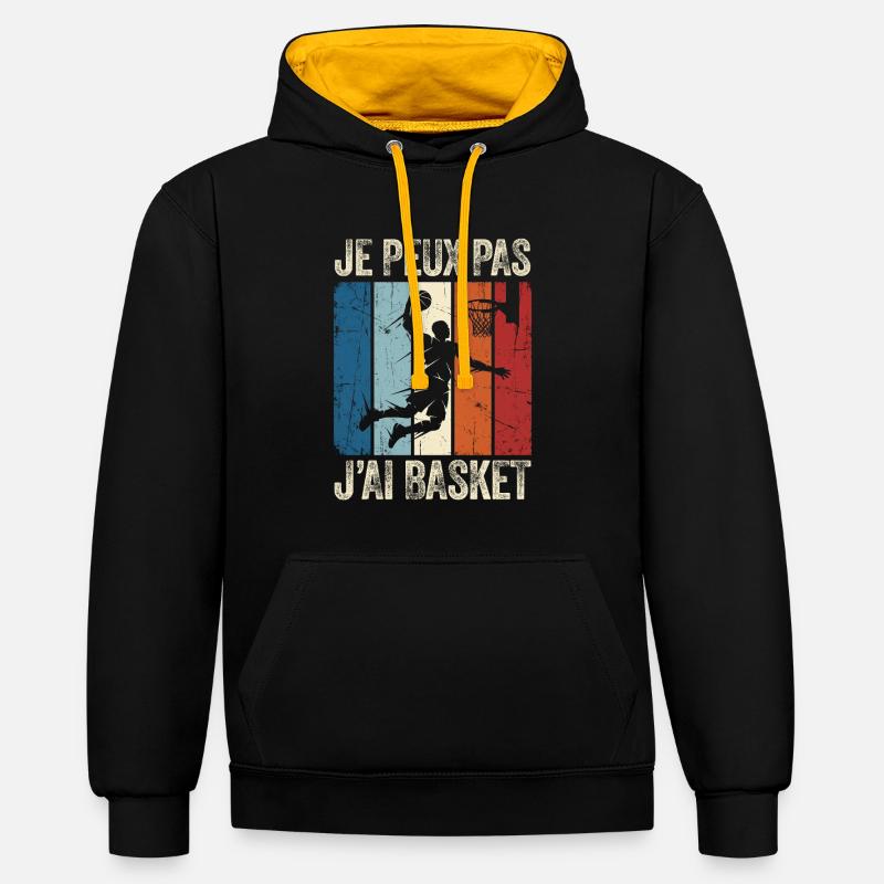 Je peux pas j'ai basket - Sweat à capuche contrasté - noir/or