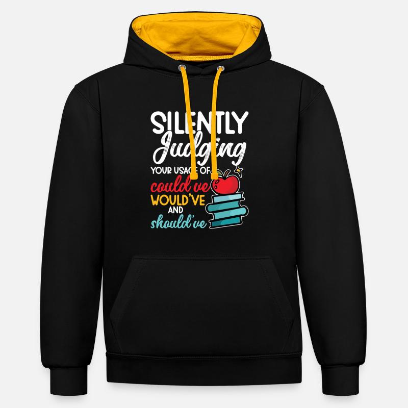 Enseignant d’anglais Premier jour d’école - Sweat à capuche contrasté - noir/or