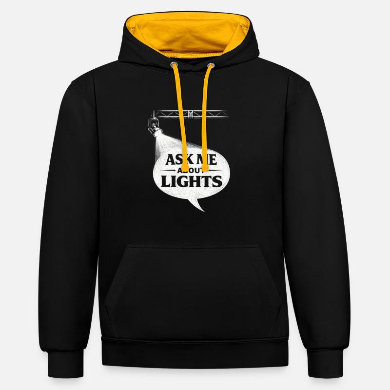 Lichttechniker me demande des lumières - Sweat à capuche contrasté - noir/or