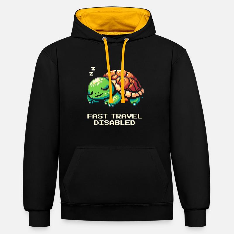 Voyage rapide désactivé | Tortue - Sweat à capuche contrasté - noir/or
