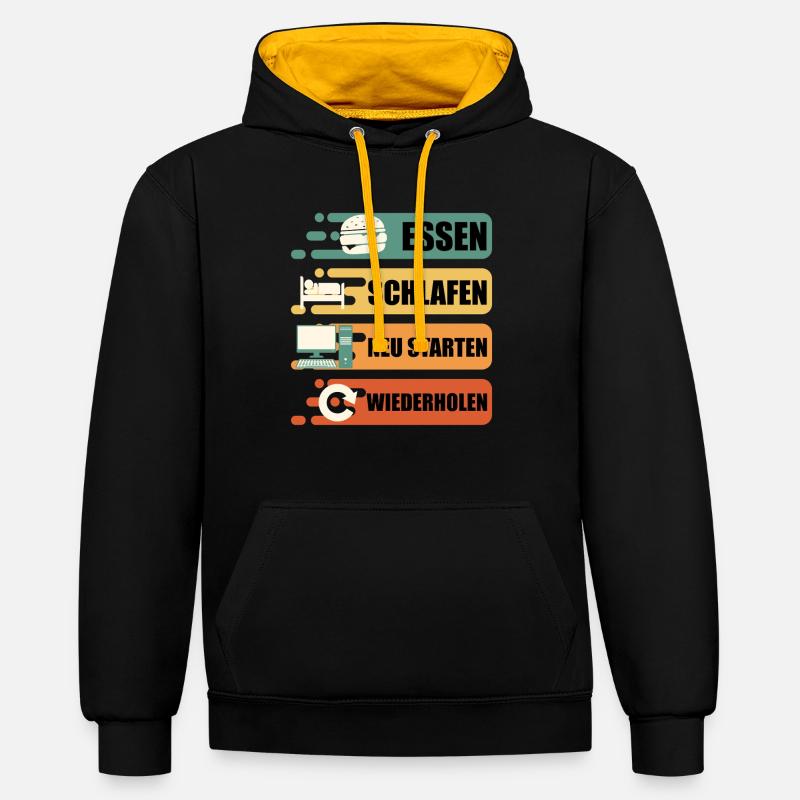 Support technique REDÉMARRER L’ALIMENTATION SOMMEIL - Sweat à capuche contrasté - noir/or