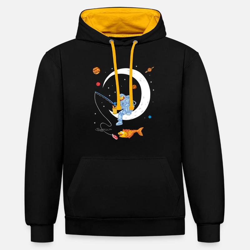 Chemise spatiale de pêche d’astronaute - Sweat à capuche contrasté - noir/or