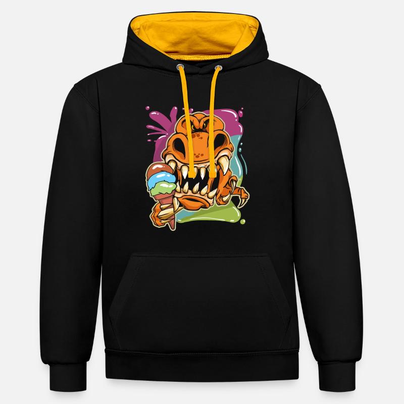 Aimer le dessin animé T-Rex - Sweat à capuche contrasté - noir/or