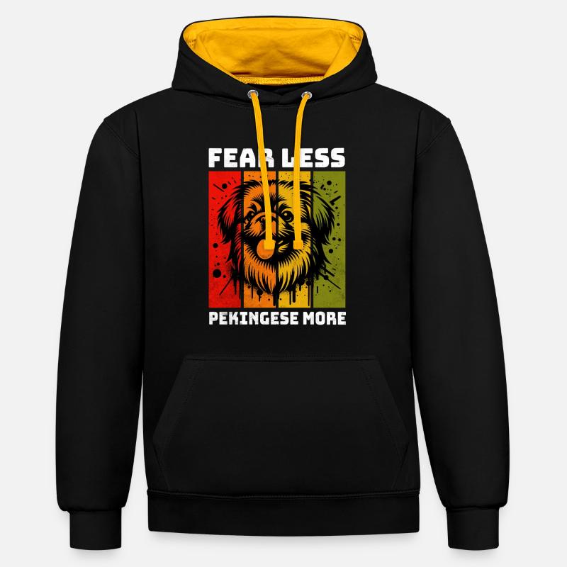 Pékinois pékinois - Sweat à capuche contrasté - noir/or