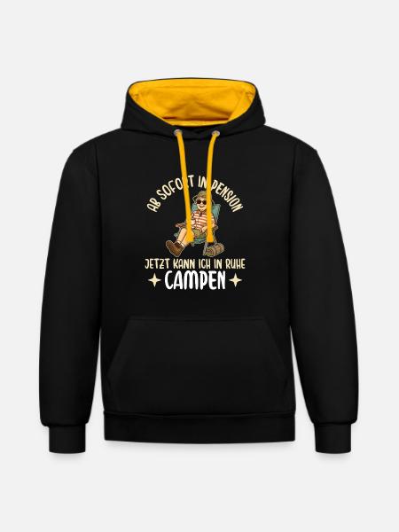 Pensionärin in Ruhe Campen Pensionierung - Kontrast-Hoodie - Schwarz/Gold