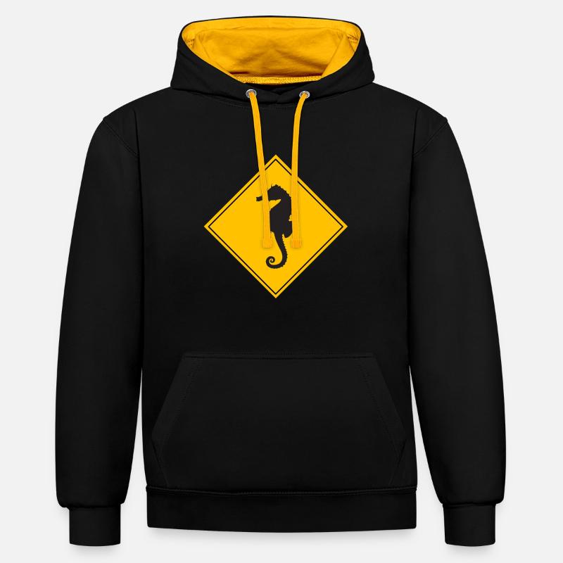 Attention les hippocampes - Sweat à capuche contrasté - noir/or