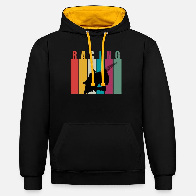 Racing Retro Silhouette - Kontrast-Hoodie - Schwarz/Gold