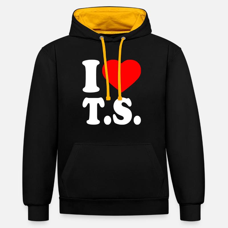 I love ts - Sweat à capuche contrasté - noir/or