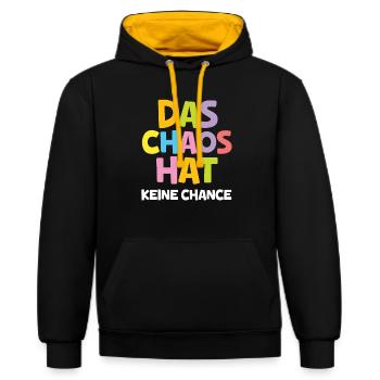 Beste Erzieherin der Welt Abschiedgeschenk Kita - Kontrast-Hoodie - Schwarz/Gold - Vorne - Anna (173cm) & Nico (186cm)