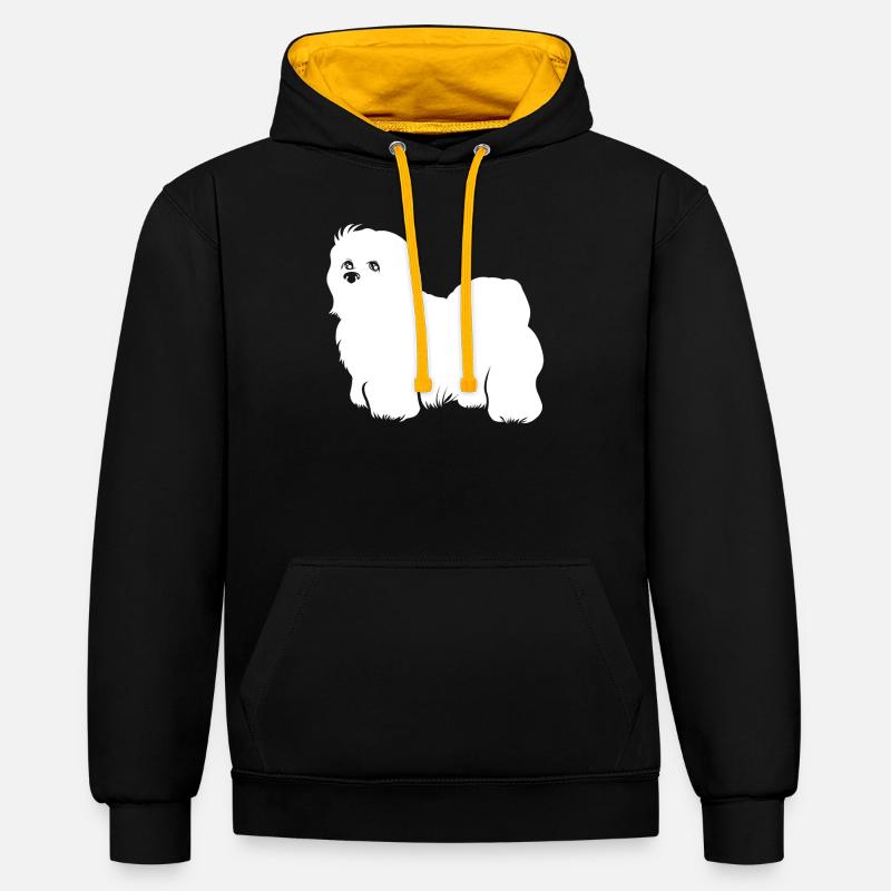 Coton de Tulear - Sweat à capuche contrasté - noir/or