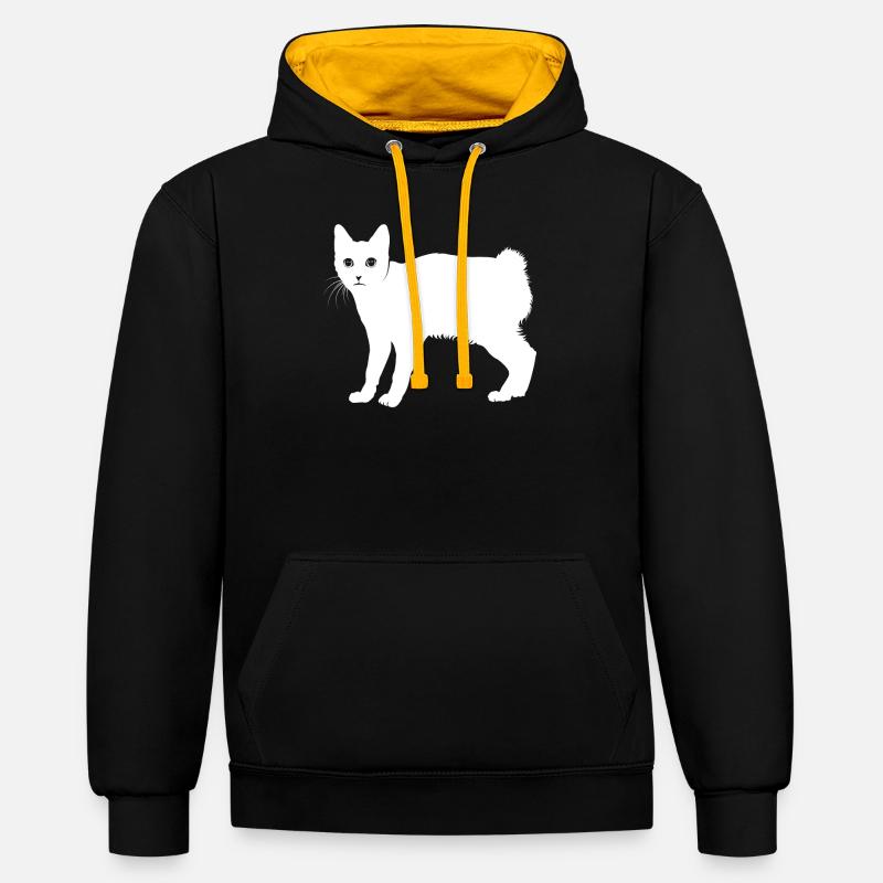 Japanese Bobtail - Kontrast-Hoodie - Schwarz/Gold