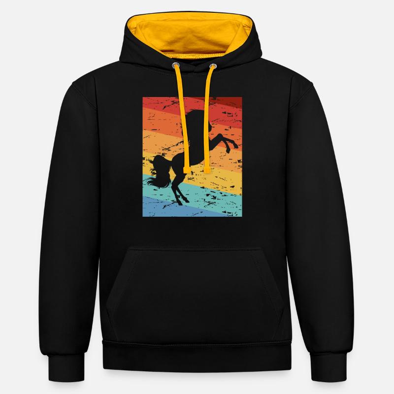 Cheval chevaux silhouette - Sweat à capuche contrasté - noir/or