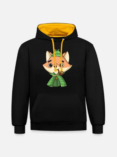 Fuchs-Detektiv - Kontrast-Hoodie - Schwarz/Gold