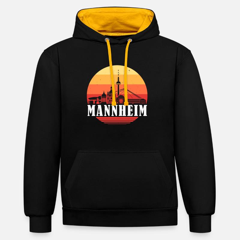 Mannheim Retro Skyline - Sweat à capuche contrasté - noir/or