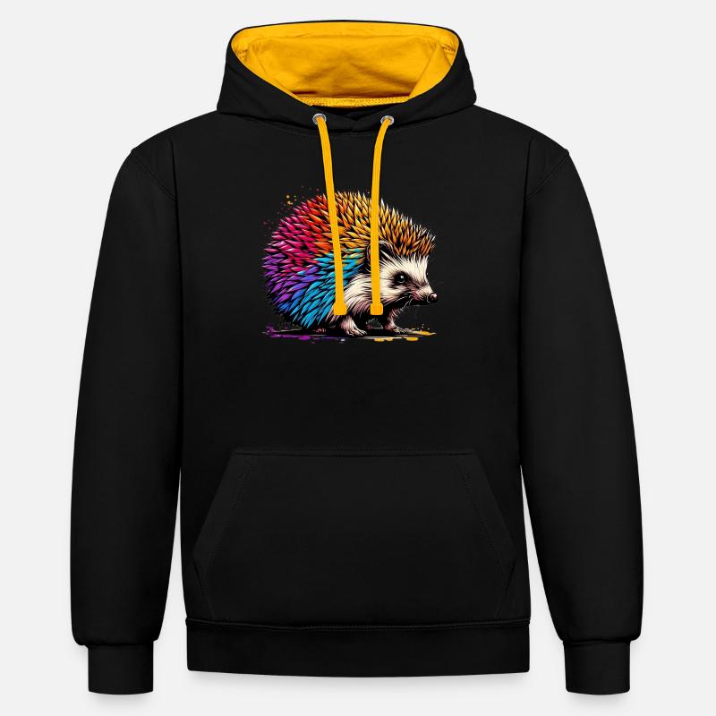 Hérisson - Sweat à capuche contrasté - noir/or