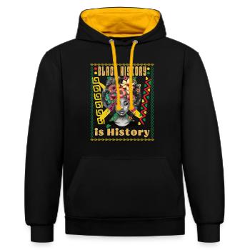 Black history is history, black history month, Afr - Contrast hoodie - black/gold - Front - Anna (173cm) & Nico (186cm)