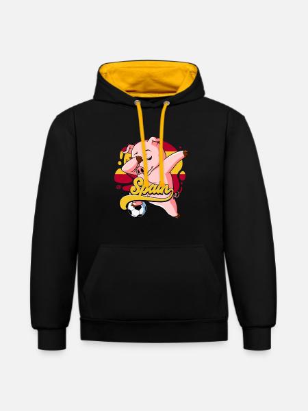 Spanien Fußball - Kontrast-Hoodie - Schwarz/Gold