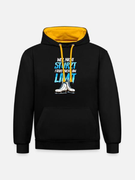 Eislaufen - Kontrast-Hoodie - Schwarz/Gold