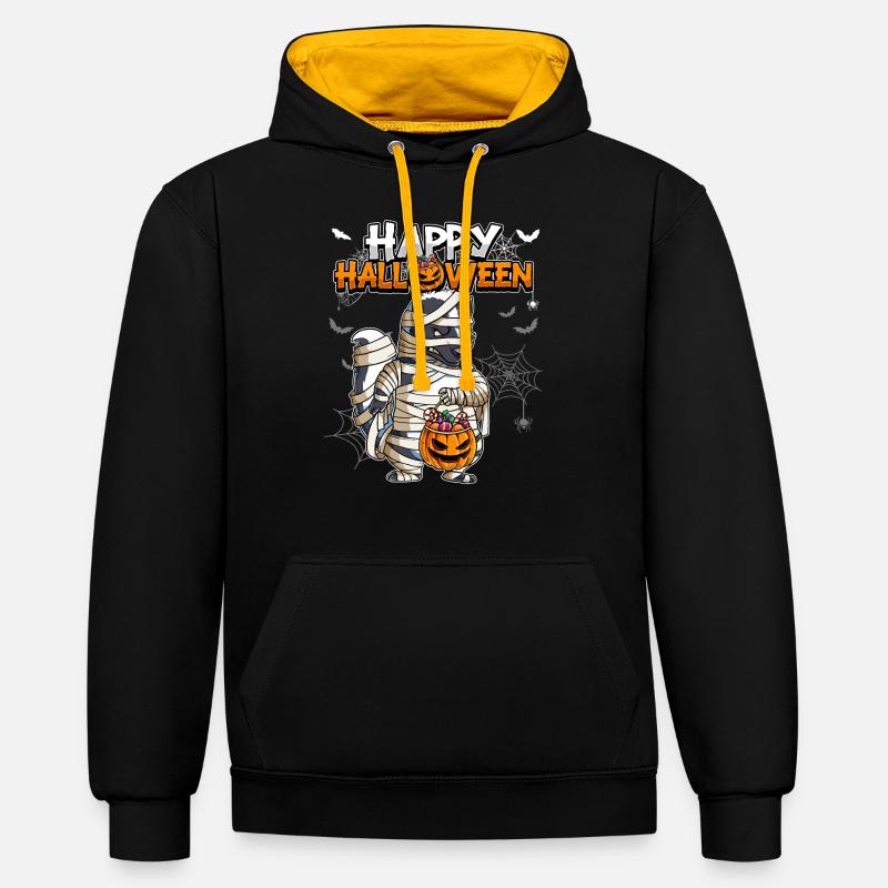 Maman mouffette d’Halloween - Sweat à capuche contrasté - noir/or