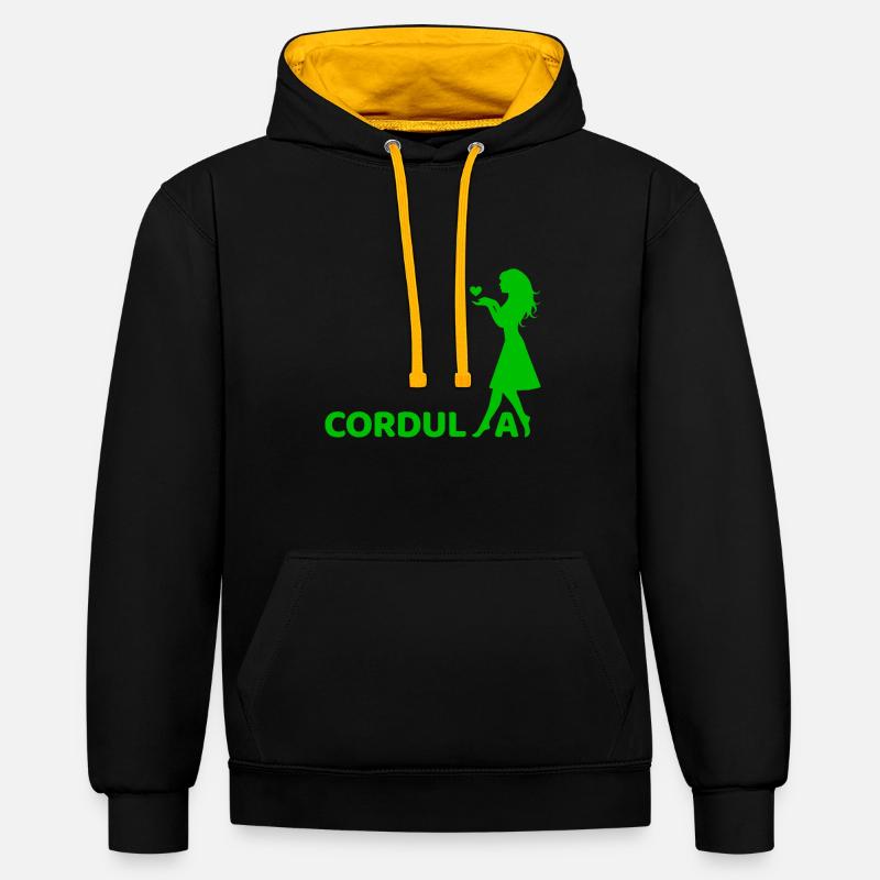 Vert cordula - Sweat à capuche contrasté - noir/or