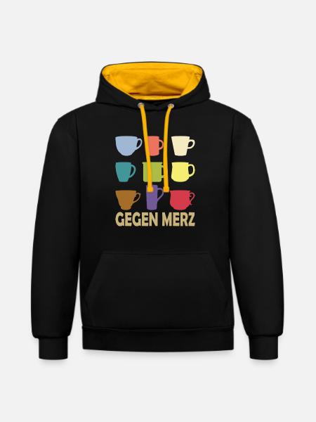 All cups against Merz - Contrast hoodie - black/gold