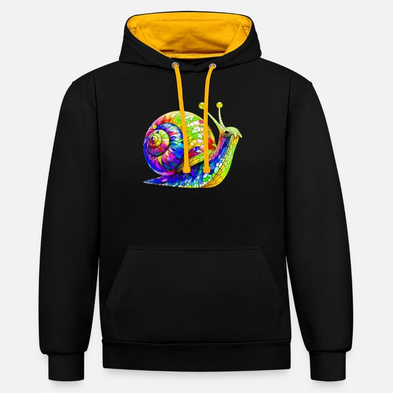 Escargot - Sweat à capuche contrasté - noir/or