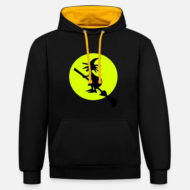 witch and full moon - Sweat à capuche contrasté - noir/or