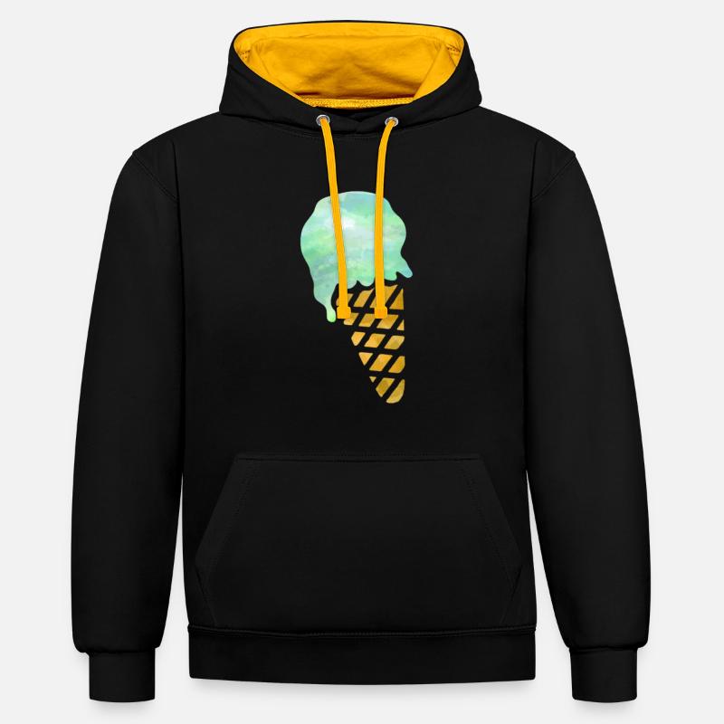 crème glacée - Sweat à capuche contrasté - noir/or