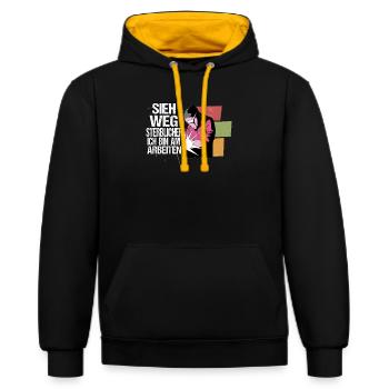 Schweißer Welder Schweißfachmann Lustig Beruf - Kontrast-Hoodie - Schwarz/Gold - Vorne - Anna (173cm) & Nico (186cm)