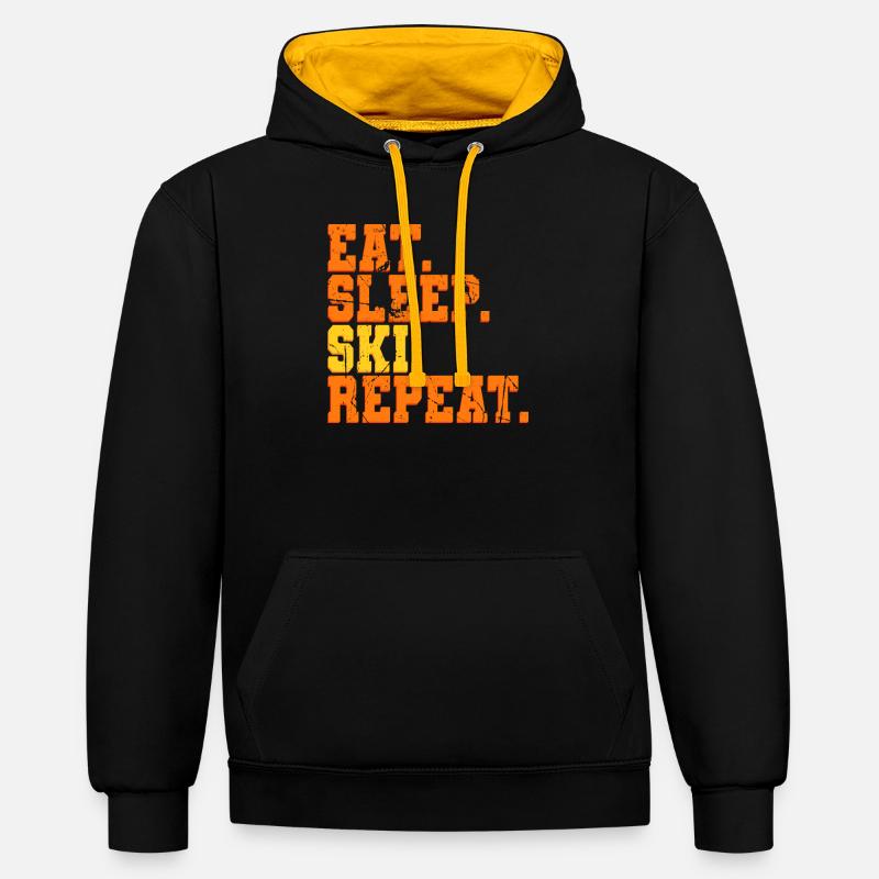 Skiing Ski - Sweat à capuche contrasté - noir/or