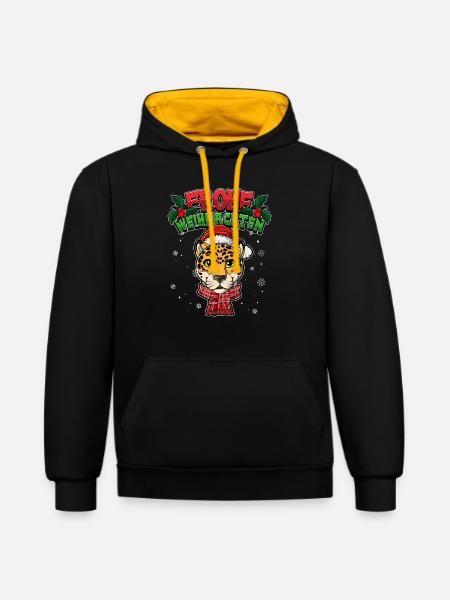 Frohe Weihnachten - Kontrast-Hoodie - Schwarz/Gold
