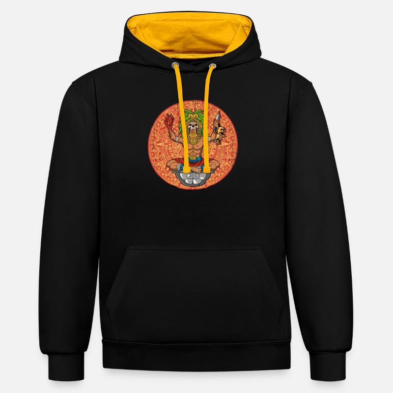 Mexican Aztec warrior Aztecs - Contrast hoodie - black/gold