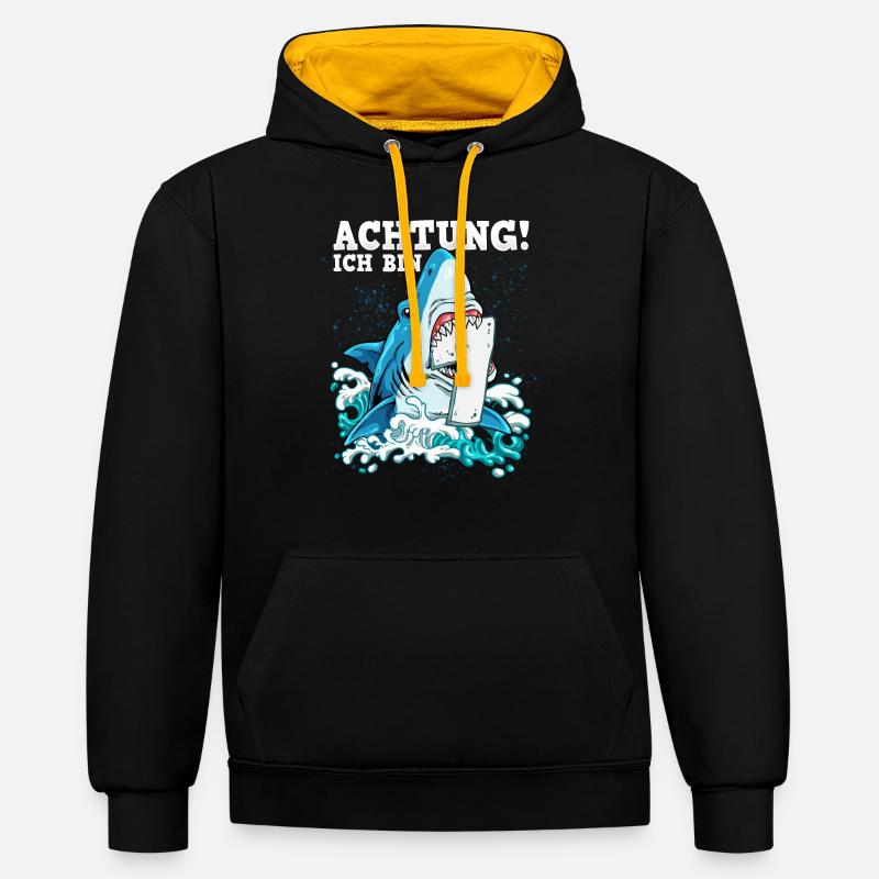 Requin du 7e anniversaire - Sweat à capuche contrasté - noir/or
